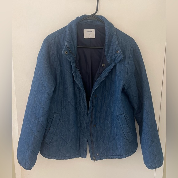 Old Navy Jackets & Coats Womens Denim Puffer Jacket Poshmark